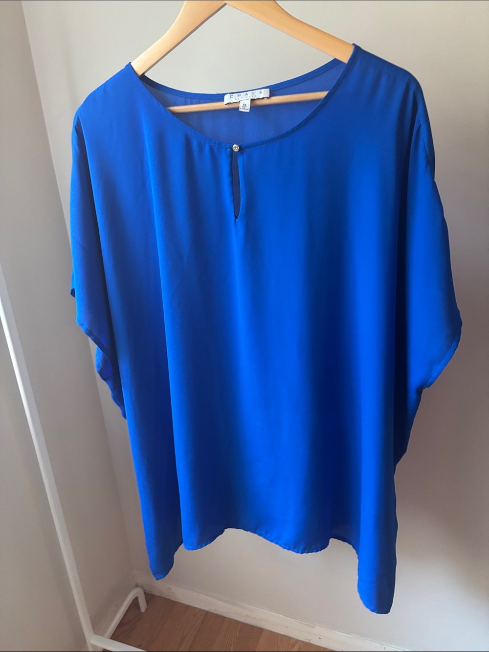 Chaus Royal Blue Keyhole Tunic Top